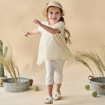 Toddler Girls Summer Versatile Beige/Purple Stretchable Soft Pants