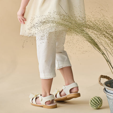 Toddler Girls Summer Versatile Beige/Purple Stretchable Soft Pants