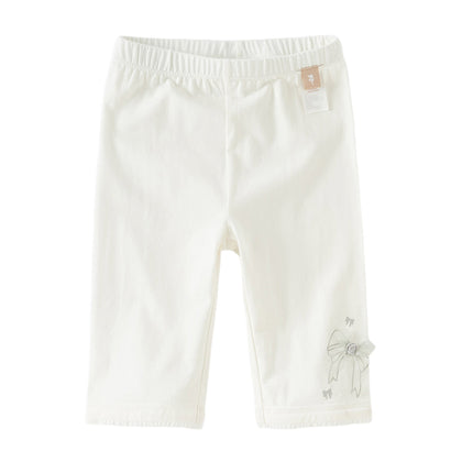 Toddler Girls Summer Versatile Beige/Purple Stretchable Soft Pants