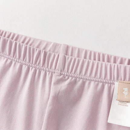 Toddler Girls Summer Versatile Beige/Purple Stretchable Soft Pants