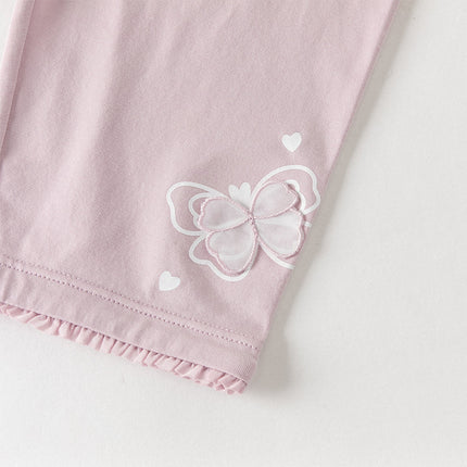 Toddler Girls Summer Versatile Beige/Purple Stretchable Soft Pants