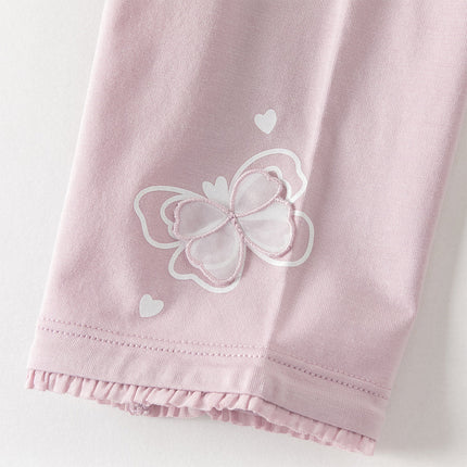 Toddler Girls Summer Versatile Beige/Purple Stretchable Soft Pants