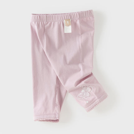 Toddler Girls Summer Versatile Beige/Purple Stretchable Soft Pants