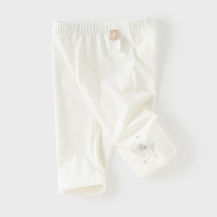 Toddler Girls Summer Versatile Beige/Purple Stretchable Soft Pants
