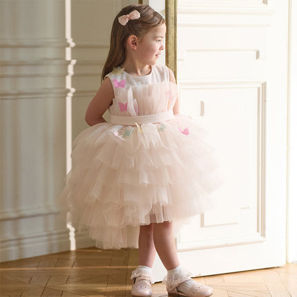 Kids Girls Summer Sweet Pink A-line Fluffy Tulle Party Princess Dress