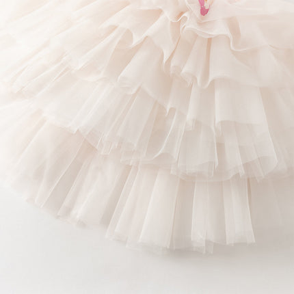 Kids Girls Summer Sweet Pink A-line Fluffy Tulle Party Princess Dress