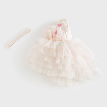 Kids Girls Summer Sweet Pink A-line Fluffy Tulle Party Princess Dress