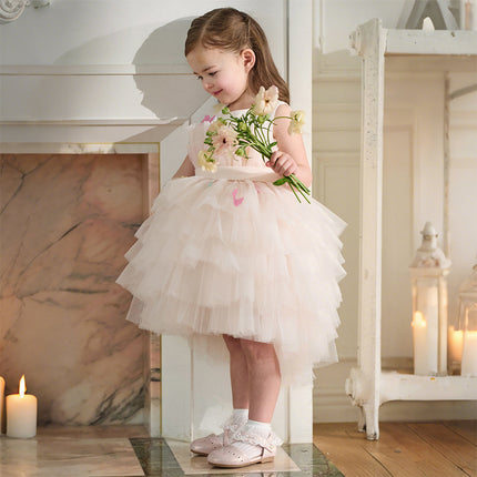 Kids Girls Summer Sweet Pink A-line Fluffy Tulle Party Princess Dress
