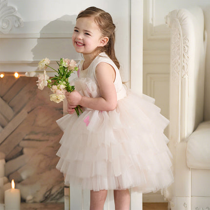 Kids Girls Summer Sweet Pink A-line Fluffy Tulle Party Princess Dress
