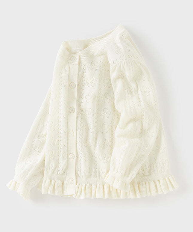 Toddler Girls Summer Beige Long Sleeve Dress-style Sweater Cardigans