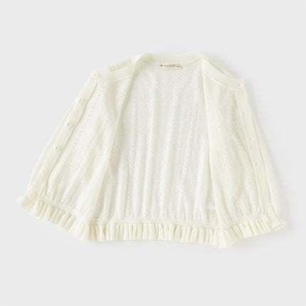 Toddler Girls Summer Beige Long Sleeve Dress-style Sweater Cardigans