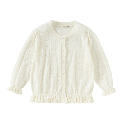 Toddler Girls Summer Beige Long Sleeve Dress-style Sweater Cardigans