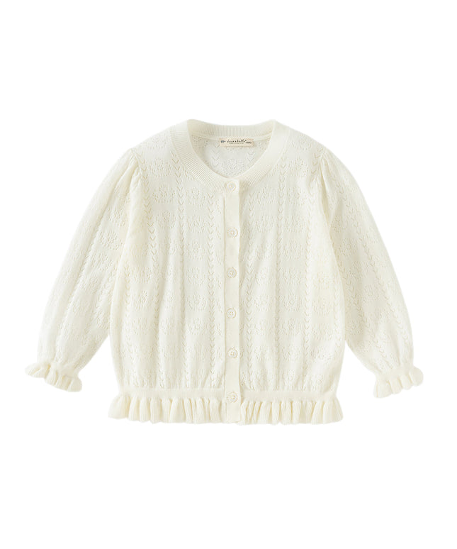 Toddler Girls Summer Beige Long Sleeve Dress-style Sweater Cardigans
