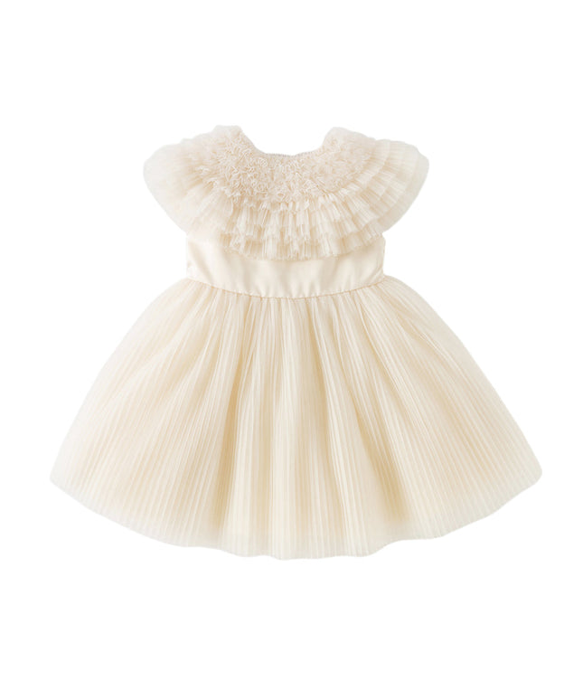 Kids Girls Summer Noble Champagne Sleeveless Mesh Party Dress(with shawl)