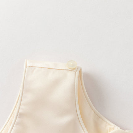 Kids Girls Summer Noble Champagne Sleeveless Mesh Party Dress(with shawl)