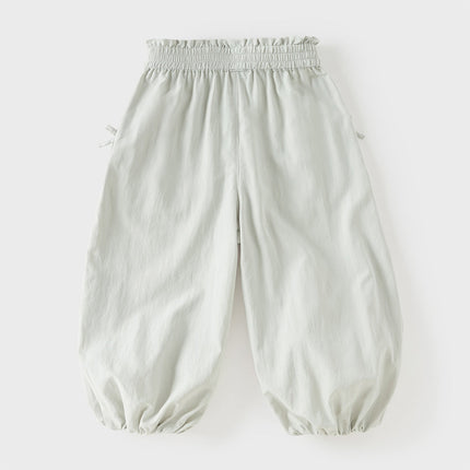 Toddler Girls Summer Purple/Grey Adjustable-waistband Loose Jooger Pants