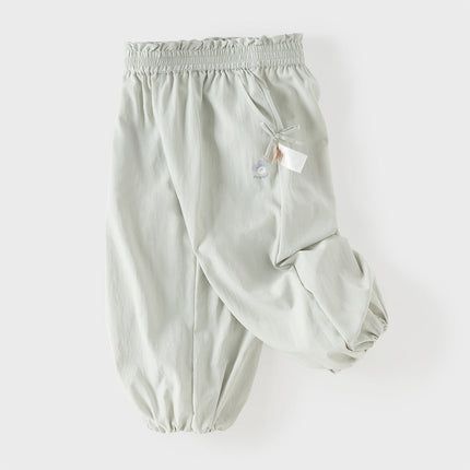 Toddler Girls Summer Purple/Grey Adjustable-waistband Loose Jooger Pants
