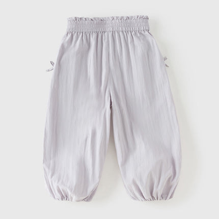 Toddler Girls Summer Purple/Grey Adjustable-waistband Loose Jooger Pants