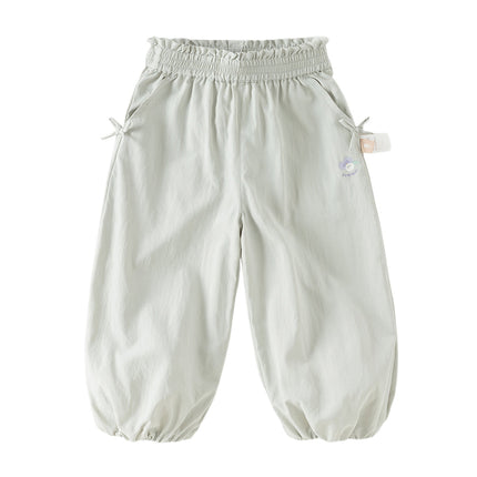 Toddler Girls Summer Purple/Grey Adjustable-waistband Loose Jooger Pants