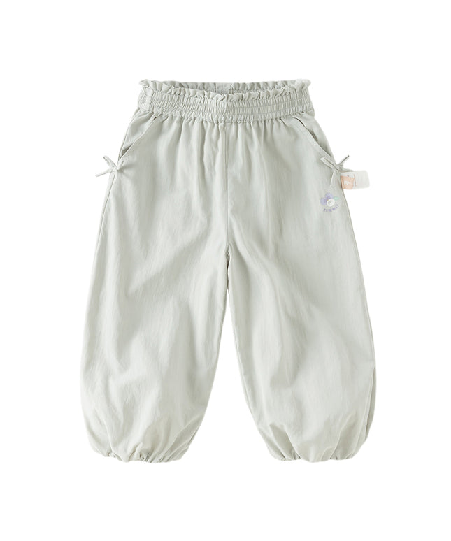 Toddler Girls Summer Purple/Grey Adjustable-waistband Loose Jooger Pants