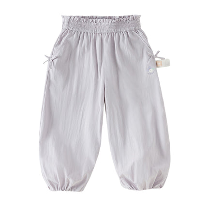 Toddler Girls Summer Purple/Grey Adjustable-waistband Loose Jooger Pants