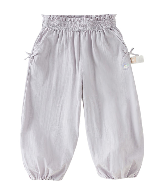 Toddler Girls Summer Purple/Grey Adjustable-waistband Loose Jooger Pants