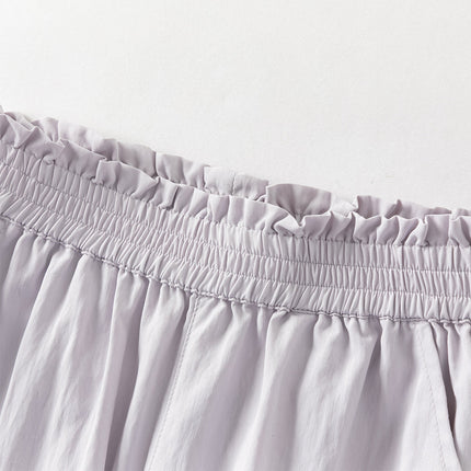 Toddler Girls Summer Purple/Grey Adjustable-waistband Loose Jooger Pants