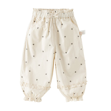 Toddler Girls Summer Pink/Beige Print Loose Lightweight Soft Jogger Pants
