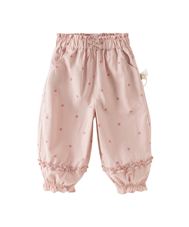 Toddler Girls Summer Pink/Beige Print Loose Lightweight Soft Jogger Pants