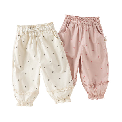 Toddler Girls Summer Pink/Beige Print Loose Lightweight Soft Jogger Pants