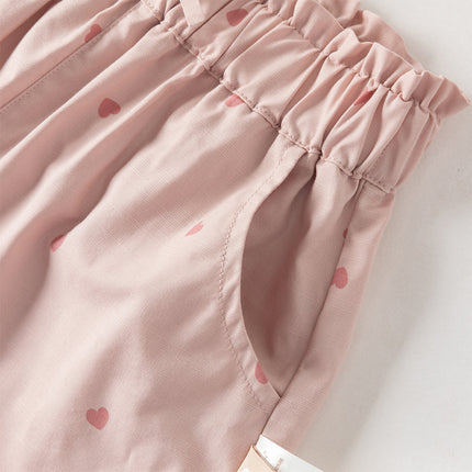 Toddler Girls Summer Pink/Beige Print Loose Lightweight Soft Jogger Pants