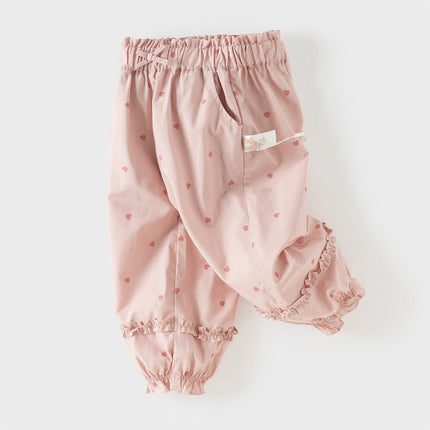 Toddler Girls Summer Pink/Beige Print Loose Lightweight Soft Jogger Pants