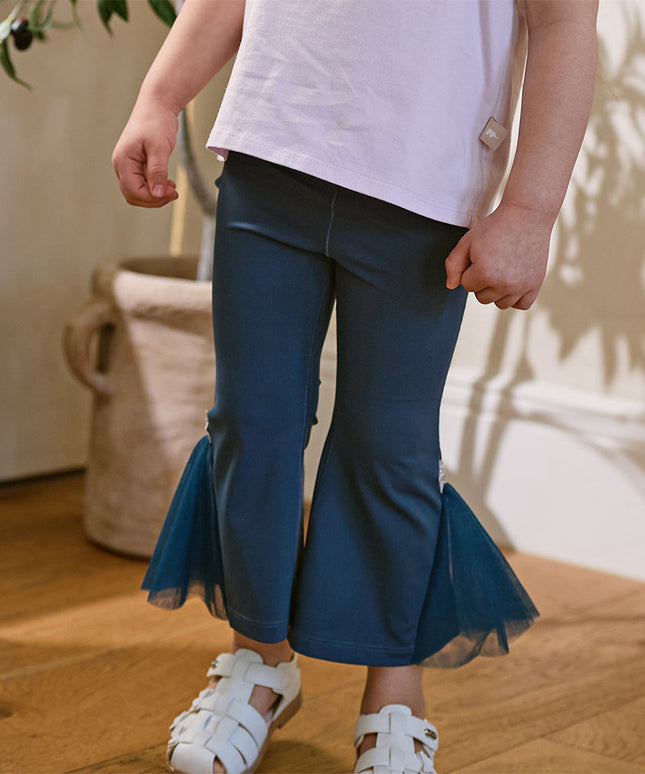 Toddler Girls Summer Blue Sunscreen Casual Mesh Flared Yoga Leggings
