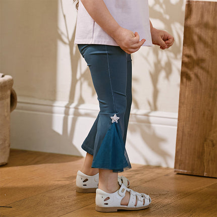 Toddler Girls Summer Blue Sunscreen Casual Mesh Flared Yoga Leggings