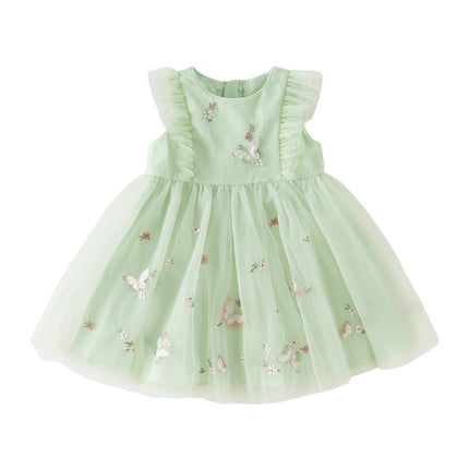 Toddler Girls Summer Adorable Flutter Sleeve Butterfly Mesh Princess Dress