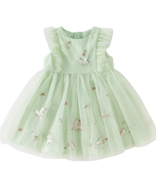 Toddler Girls Summer Adorable Flutter Sleeve Butterfly Mesh Princess Dress