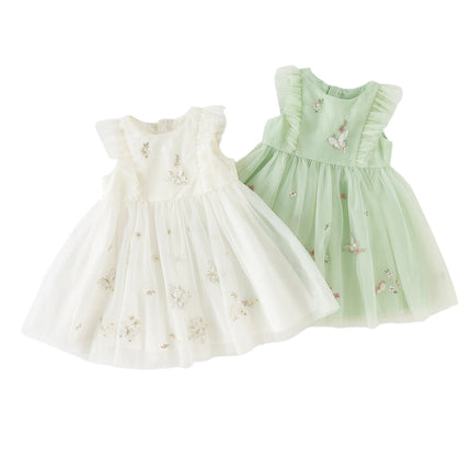 Toddler Girls Summer Adorable Flutter Sleeve Butterfly Mesh Princess Dress
