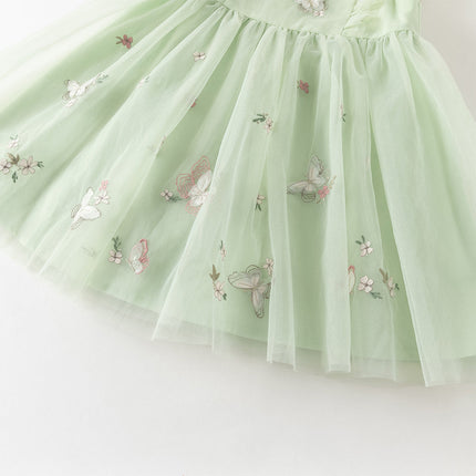 Toddler Girls Summer Adorable Flutter Sleeve Butterfly Mesh Princess Dress