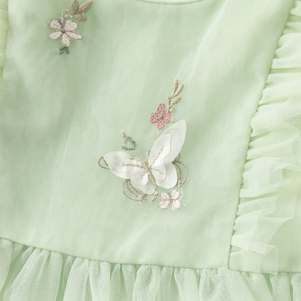 Toddler Girls Summer Adorable Flutter Sleeve Butterfly Mesh Princess Dress