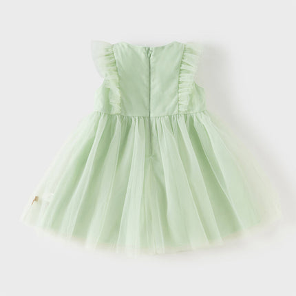 Toddler Girls Summer Adorable Flutter Sleeve Butterfly Mesh Princess Dress