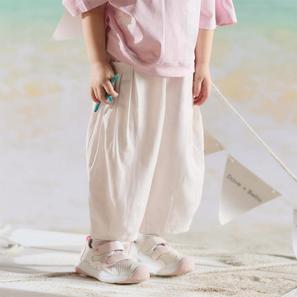 Toddler Girls Summer Gentle Apricot/Purple Lightweight Wide Comfortable Pants