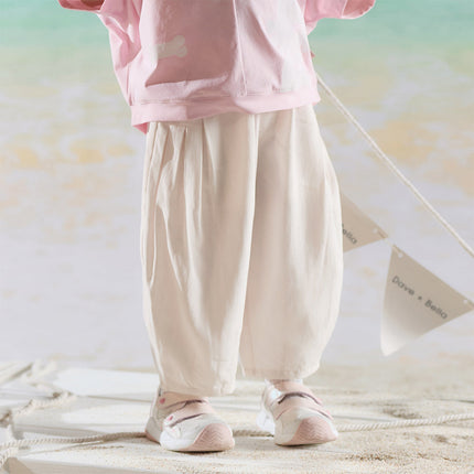 Toddler Girls Summer Gentle Apricot/Purple Lightweight Wide Comfortable Pants