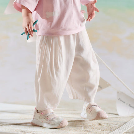 Toddler Girls Summer Gentle Apricot/Purple Lightweight Wide Comfortable Pants