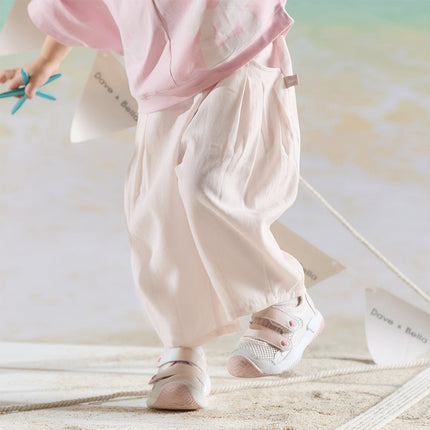 Toddler Girls Summer Gentle Apricot/Purple Lightweight Wide Comfortable Pants