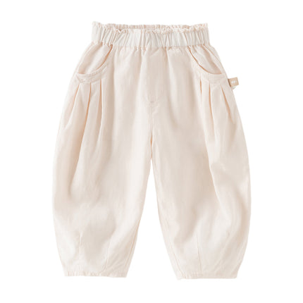 Toddler Girls Summer Gentle Apricot/Purple Lightweight Wide Comfortable Pants