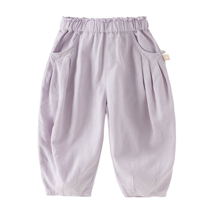 Toddler Girls Summer Gentle Apricot/Purple Lightweight Wide Comfortable Pants