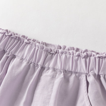 Toddler Girls Summer Gentle Apricot/Purple Lightweight Wide Comfortable Pants