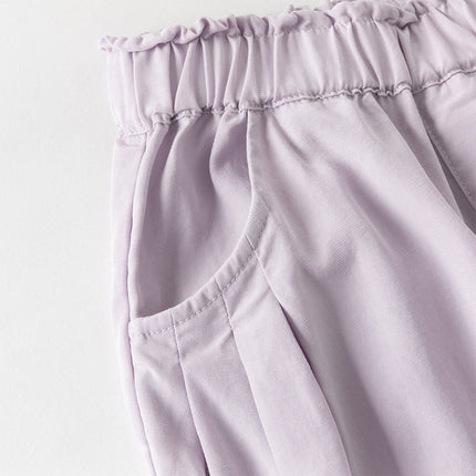 Toddler Girls Summer Gentle Apricot/Purple Lightweight Wide Comfortable Pants