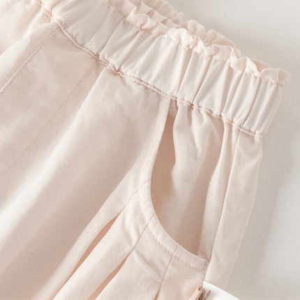 Toddler Girls Summer Gentle Apricot/Purple Lightweight Wide Comfortable Pants