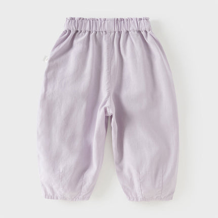 Toddler Girls Summer Gentle Apricot/Purple Lightweight Wide Comfortable Pants